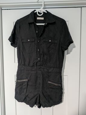 Abercrombie & Fitch Utility Romper Womens M Medium Military Black Collared